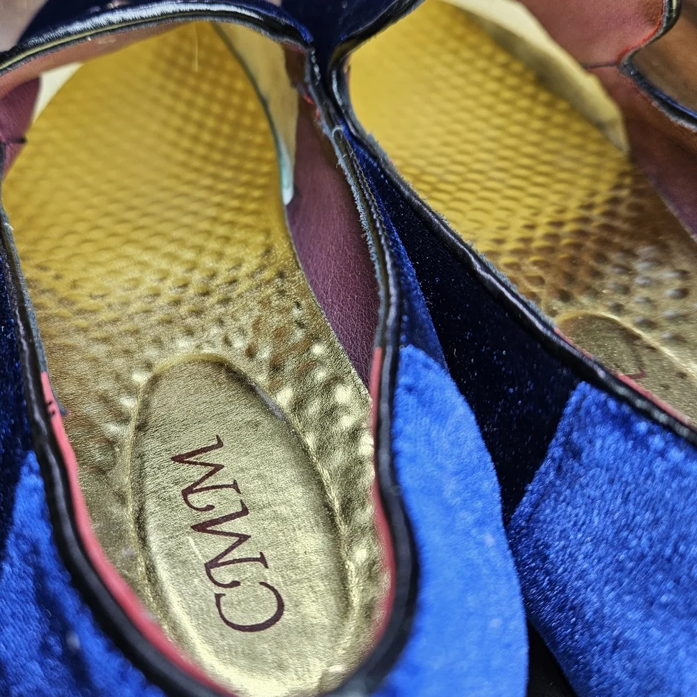 CMM Men's 10.5/275 Shoes Vibrant Blue Velvet Formal Slipper Smoking Loafers